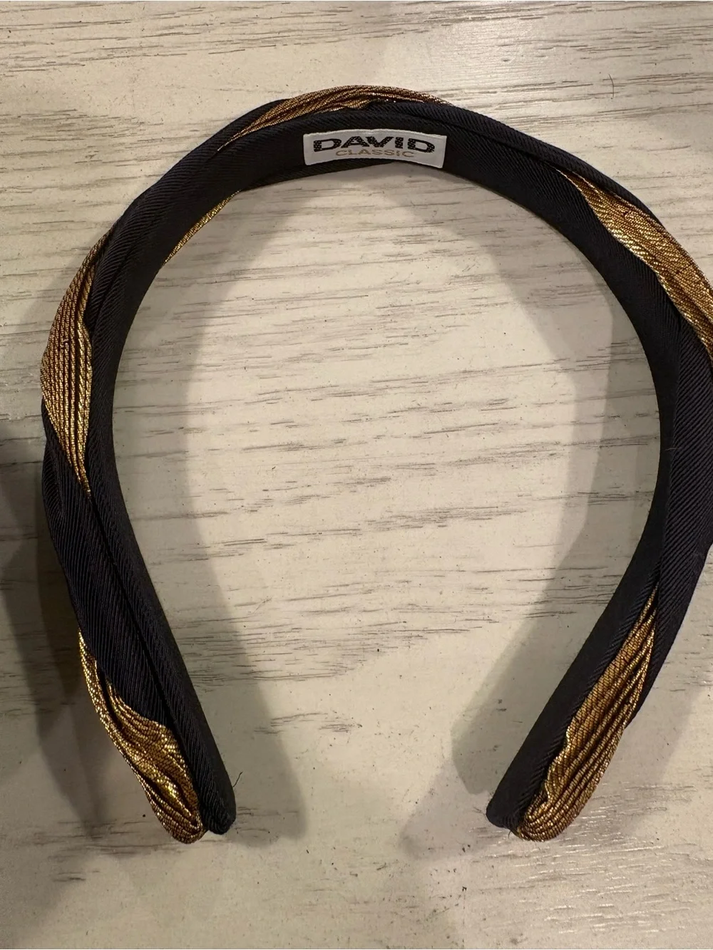 David 3 Classic Black &Gold Twisted Headband White &silver, black velvet & gold